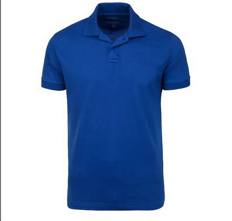 blue t shirt with collar.